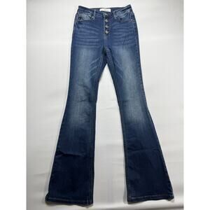 Kancan Women's Flare Leg Blue Stretch Denim Jeans - Size 5/26 (25x32.5)
